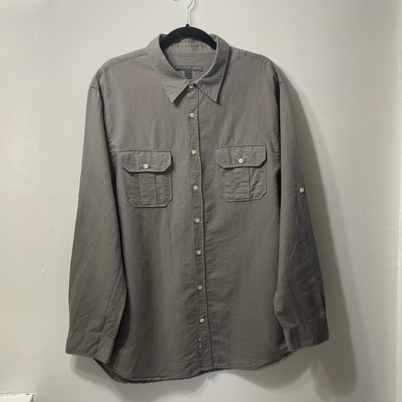 Old Navy Other - OLD NAVY,ON,MEN,GRAY,LINEN BLEND,BUTTON UP,LONG SLEEVE SHIRT.SIZE-XL.